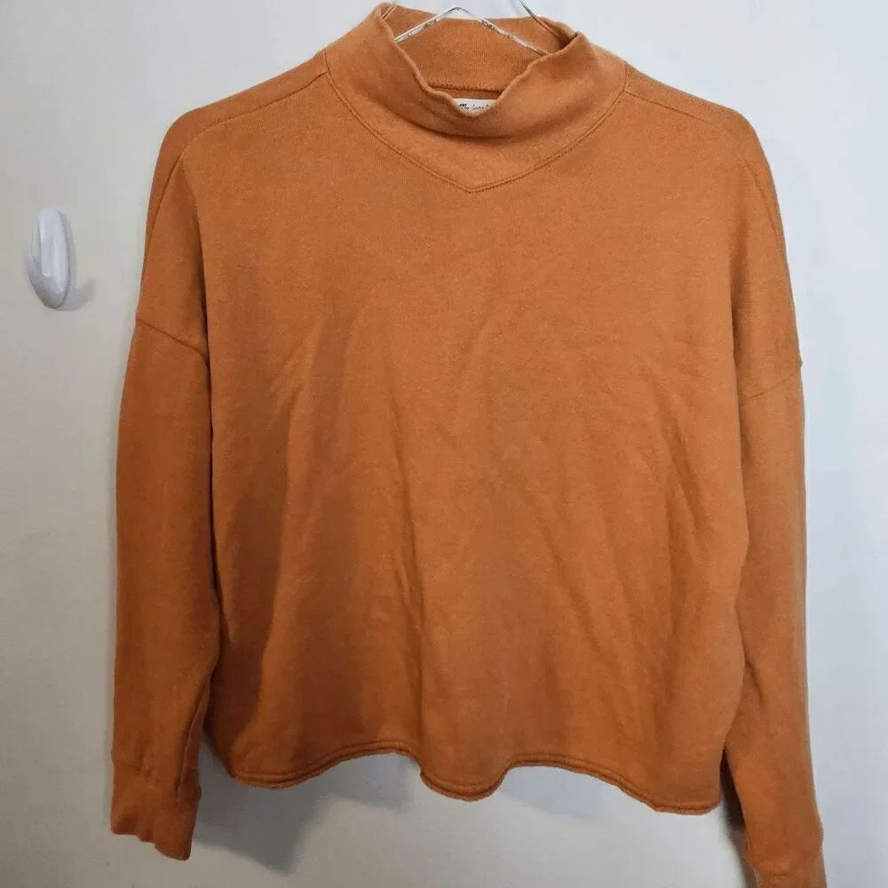 Madewell Hemp Cotton Mock Neck Sweatshirt MD030 Women's Brown Size Small
